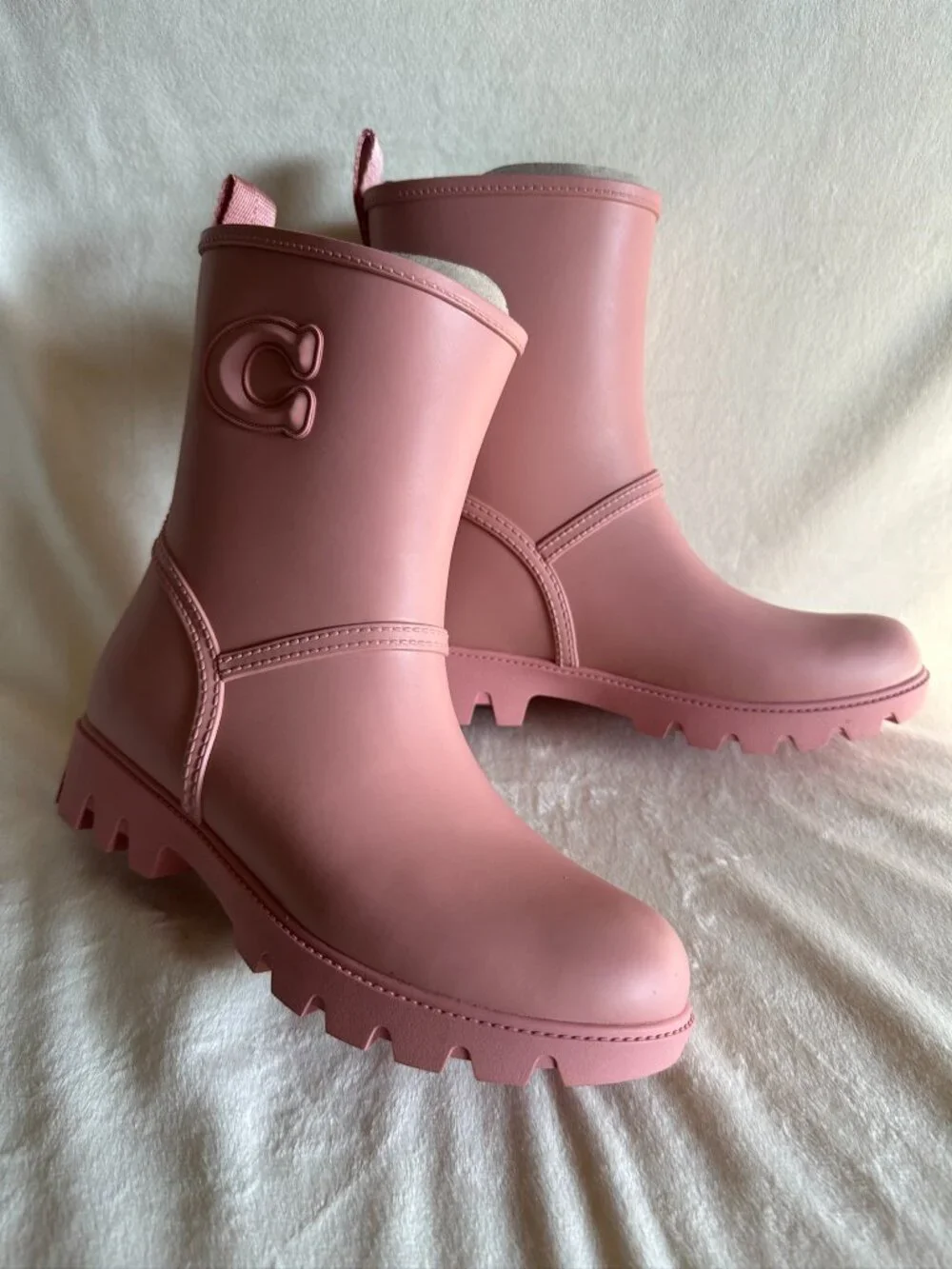NIB! Rare! Coach CW977 Women's Ryder Rainboot In Pink Petal Size US 5B/EUR 35.5B